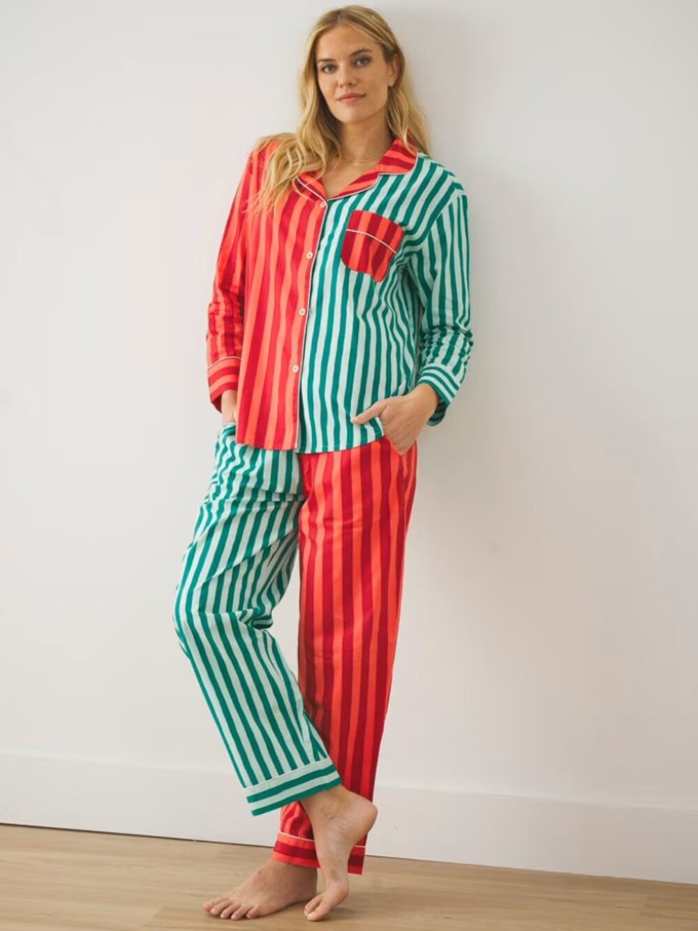 Printfresh Holiday Stripes - Long PJ Set - Spearmint & Peppermint XL